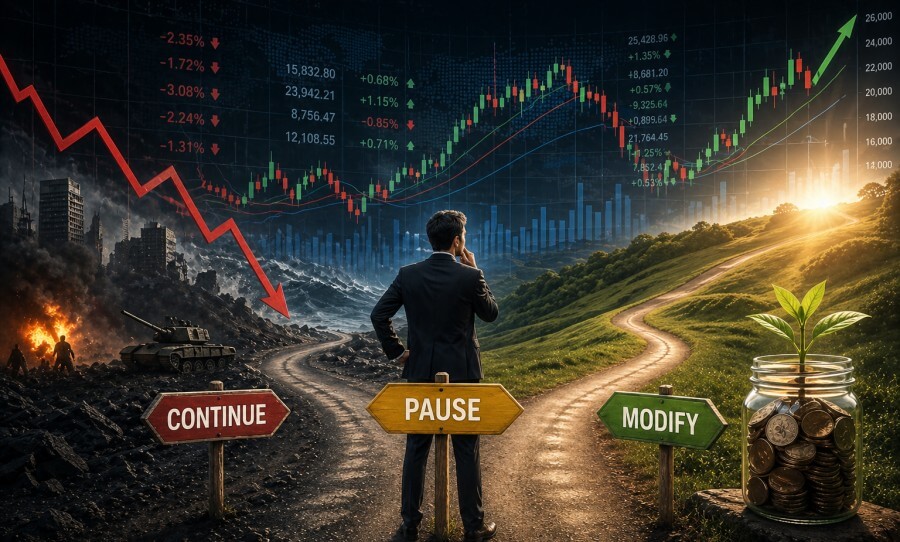 Should You Continue, Pause or Modify Your Mutual Fund SIP During Market Volatility and Geopolitical Risks?